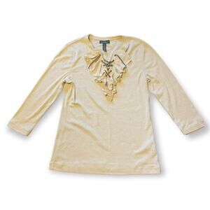 Lauren Ralph Lauren Jeans Co Cream boho style Top Sz M EUC
